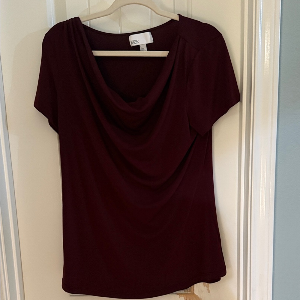 Chic Burgundy Drape Neck Blouse